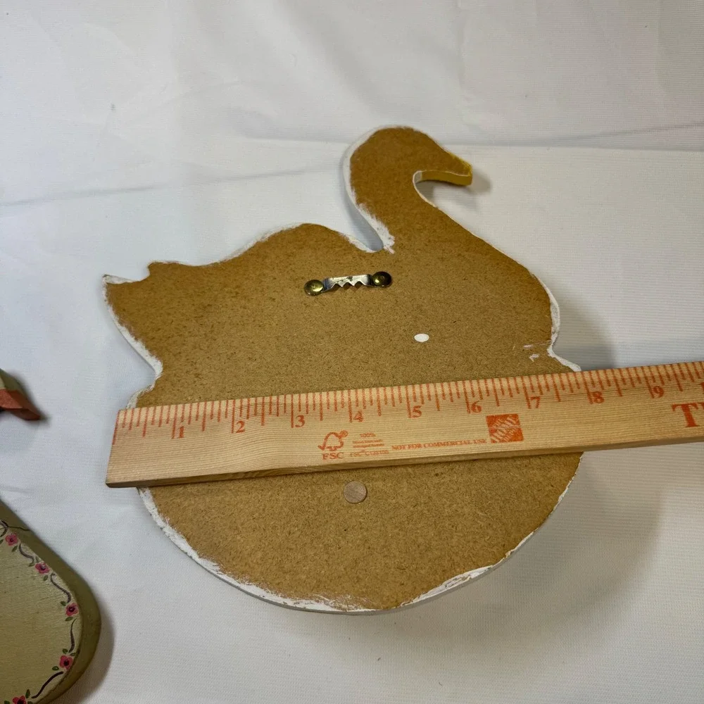 Vintage Cottagecore Country Goose Swan Wall Decor Set‎ Wood Shelf Sitter Farm